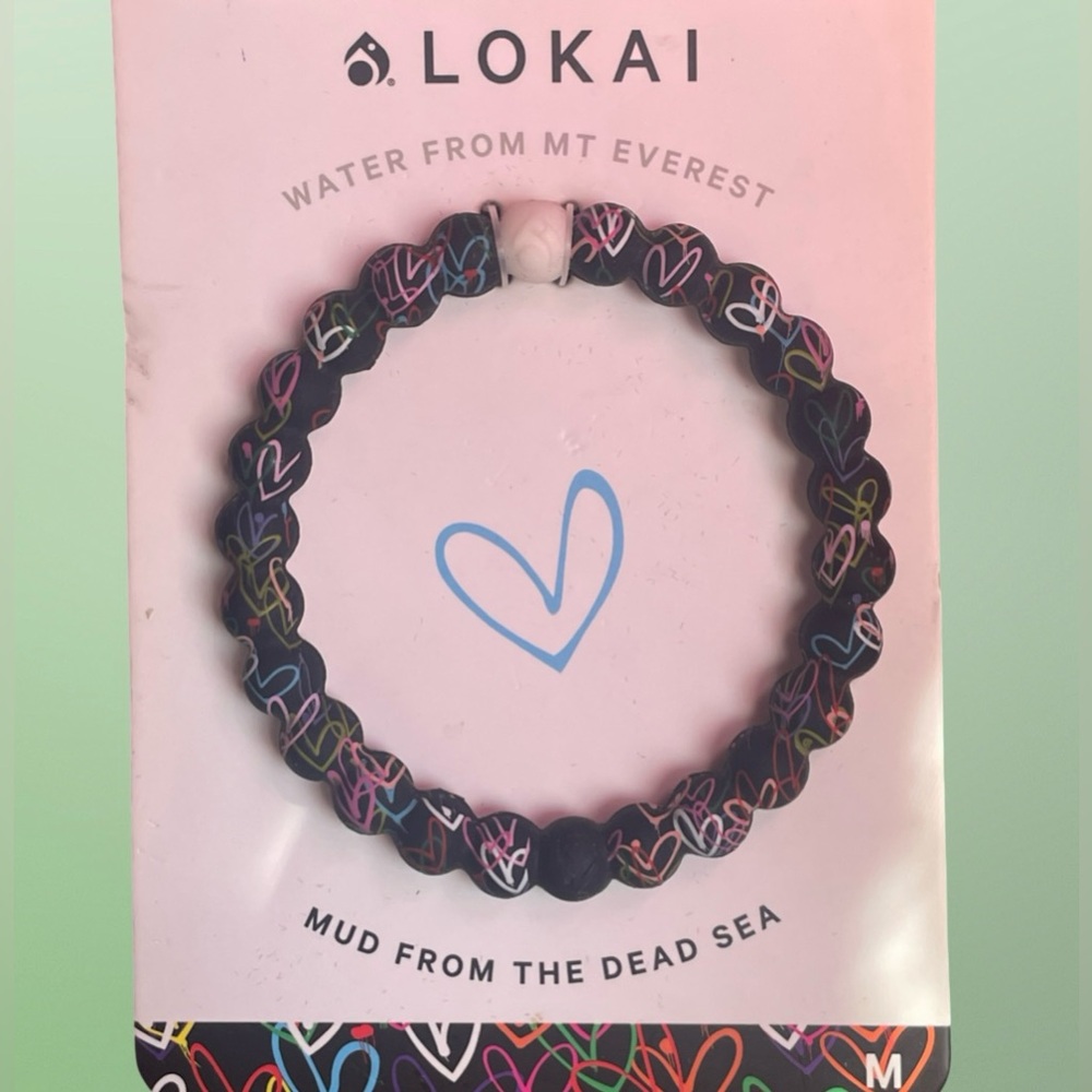 Lokai Black Bracelet with Multicolor Heart Accents 💖
